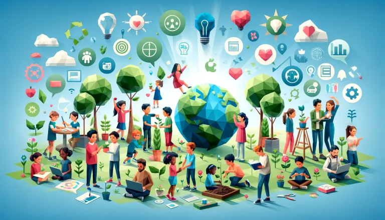 Students collaborating around the globe with educational technology